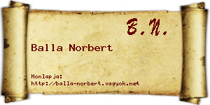 Balla Norbert névjegykártya